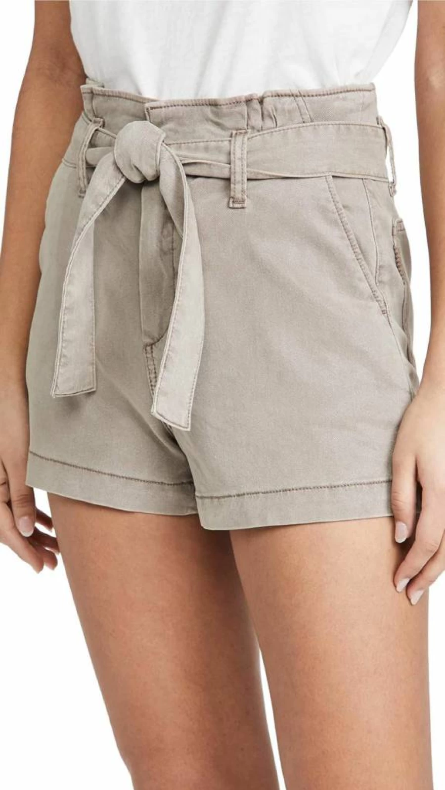 PAIGE Women's Anessa High Waisted Self-Tie Denim Shorts