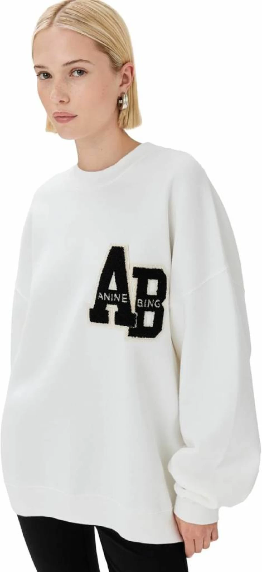 ANINE BING Women's Miles Oversized Letterman Sweatshirt - Casual Pullover Hoodie