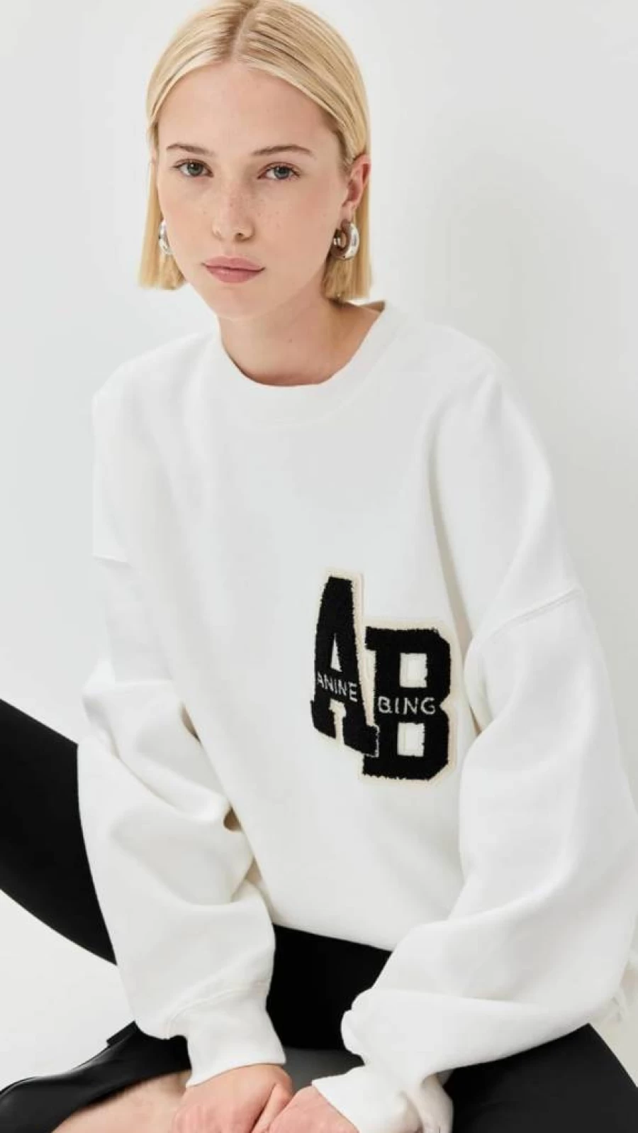 ANINE BING Women's Miles Oversized Letterman Sweatshirt - Casual Pullover Hoodie