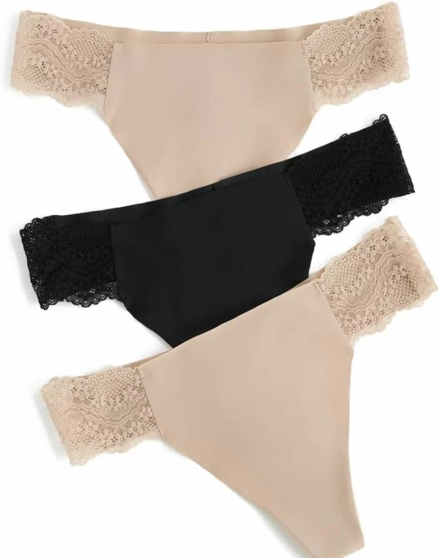 b.tempt'd Women's B Bare Thong Panties 3-Pack - Soft Comfort Underwear Set