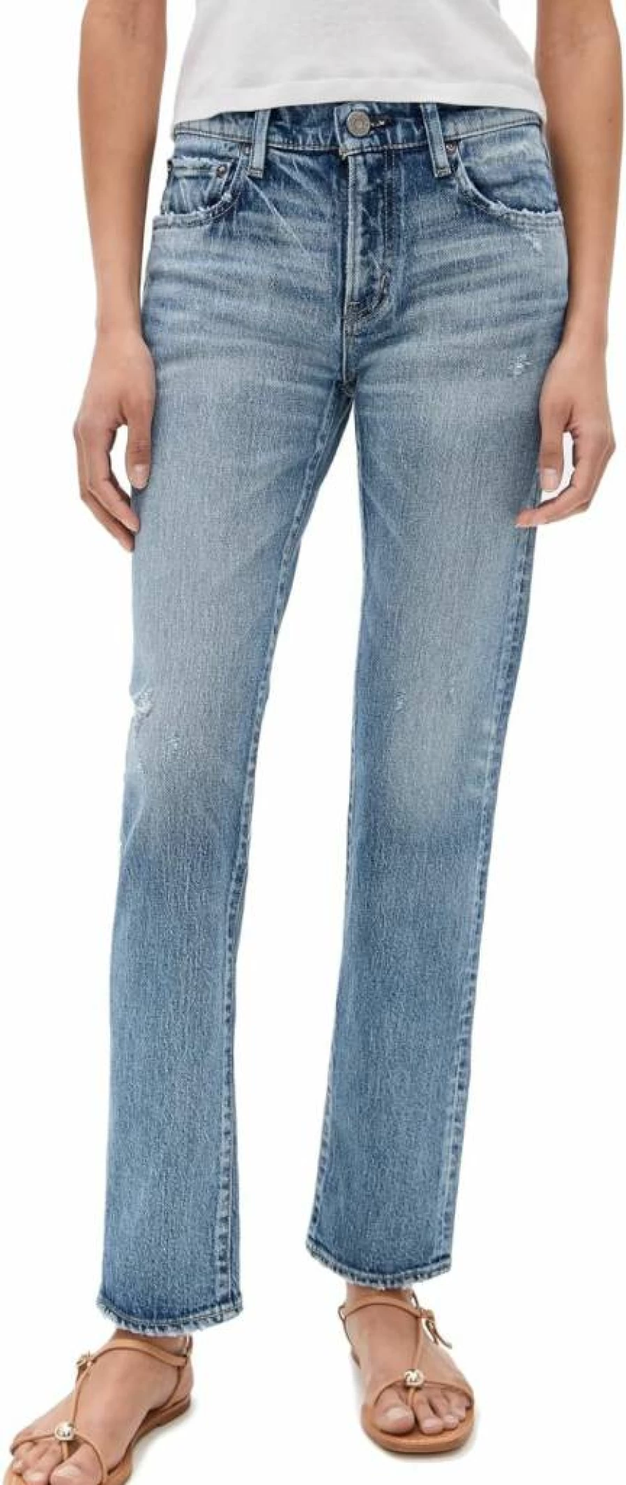 MOUSSY VINTAGE Women's Farmingdale High-Rise Slim Straight Jeans - Classic Blue Denim Pants for Women