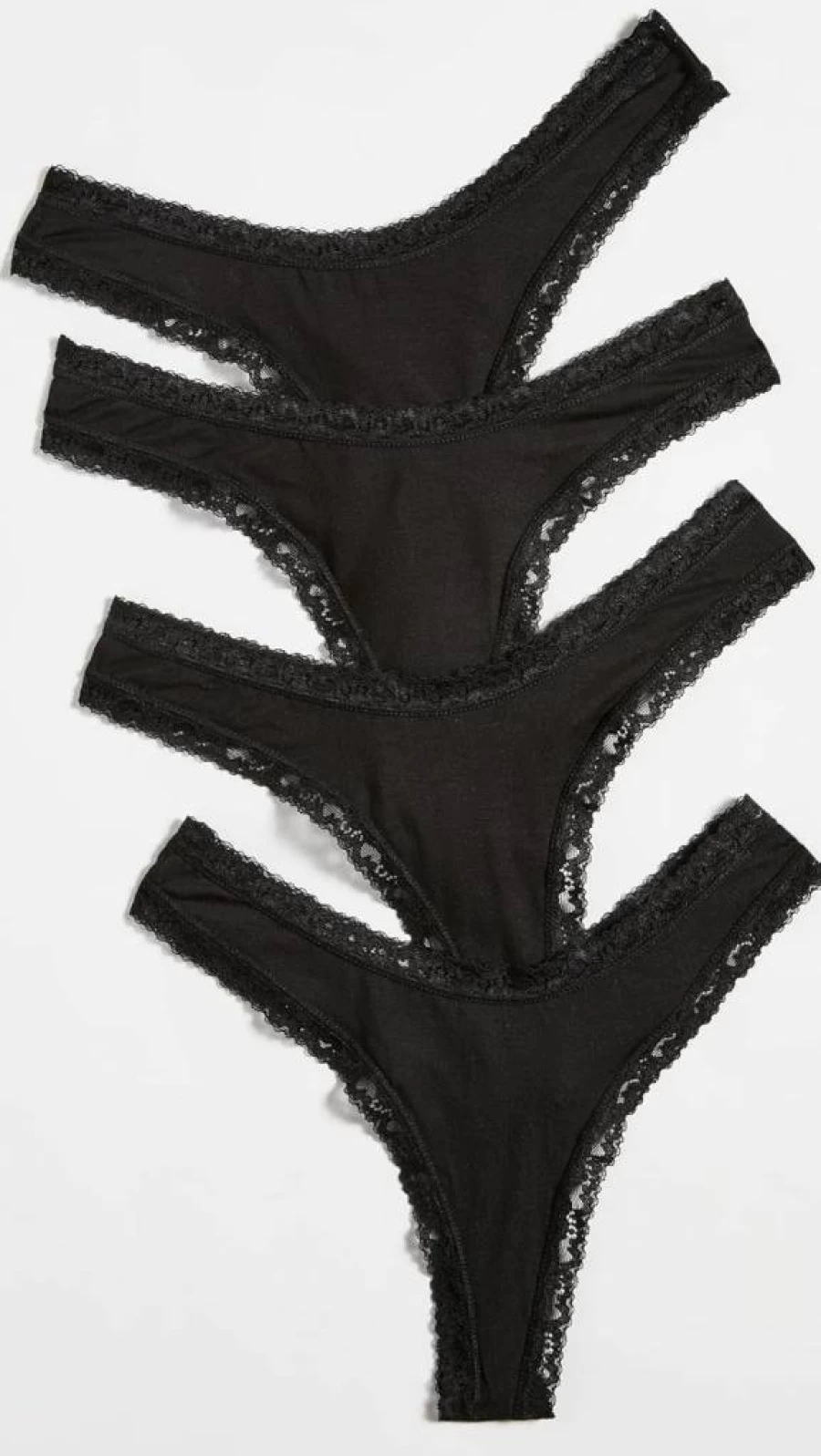 Stripe & Stare Women's Black Thong Underwear 4-Pack - Soft Comfortable Seamless Panties