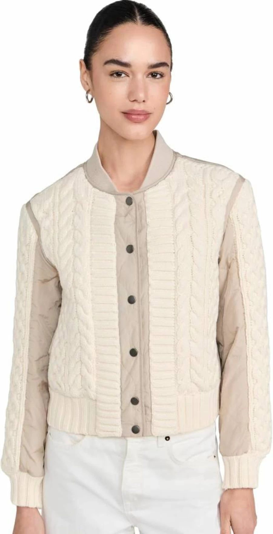 Rag & Bone Women's Manston Mixed Media Bomber Jacket | Lightweight Stylish Outerwear