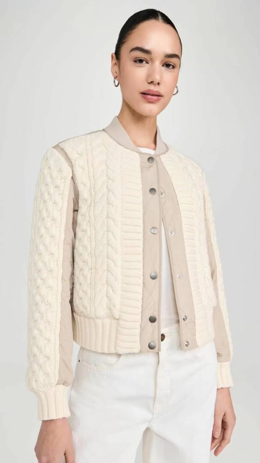 Rag & Bone Women's Manston Mixed Media Bomber Jacket | Lightweight Stylish Outerwear