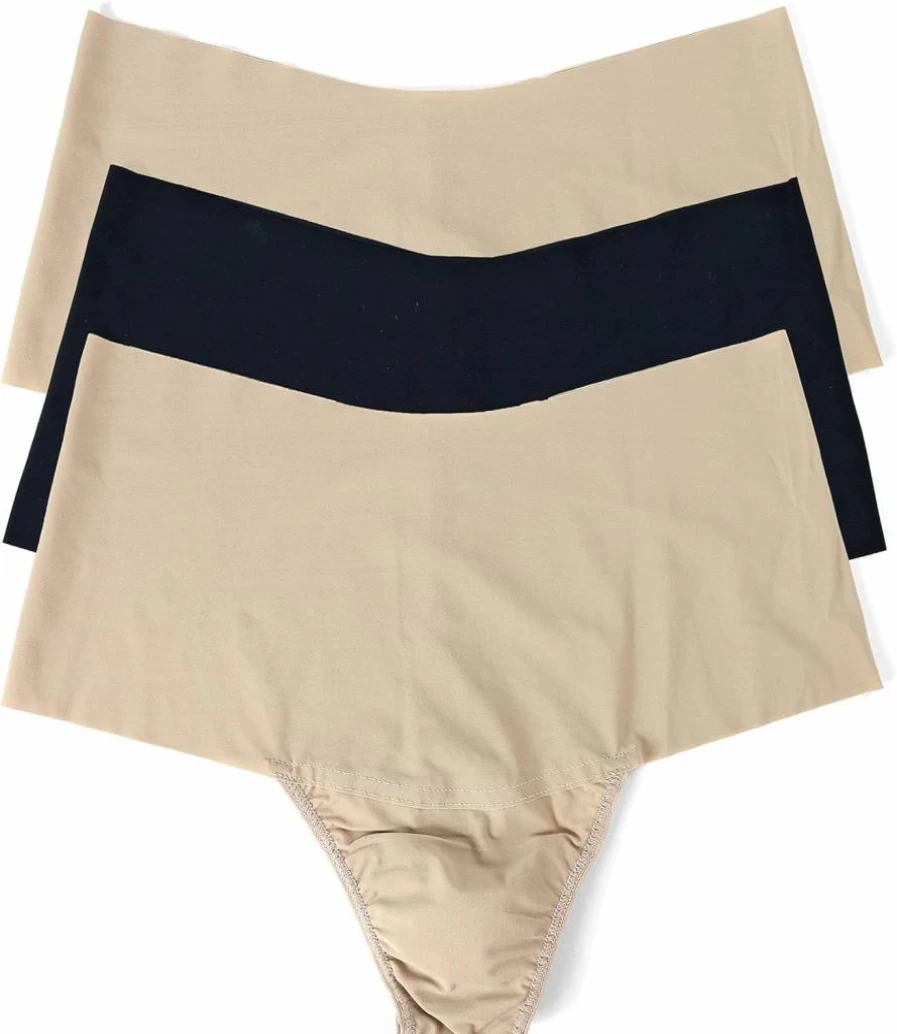 Hanky Panky Women's Breathesoft High Rise Thong 3-Pack | Microfiber Lingerie Panties | Sizes XS-XL | Comfortable Underwear