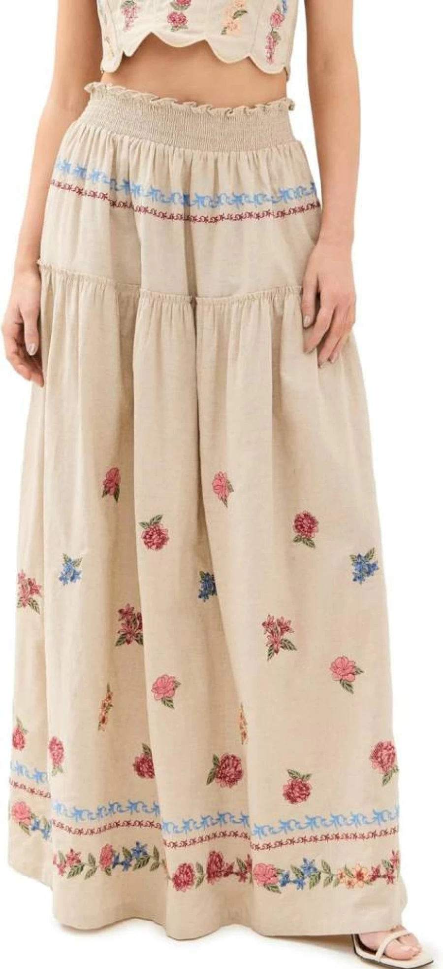 AGUA BENDITA Jenna Blush Pink Women's Floral Mini Skirt - Elegant High Waist A-Line Summer Skirt