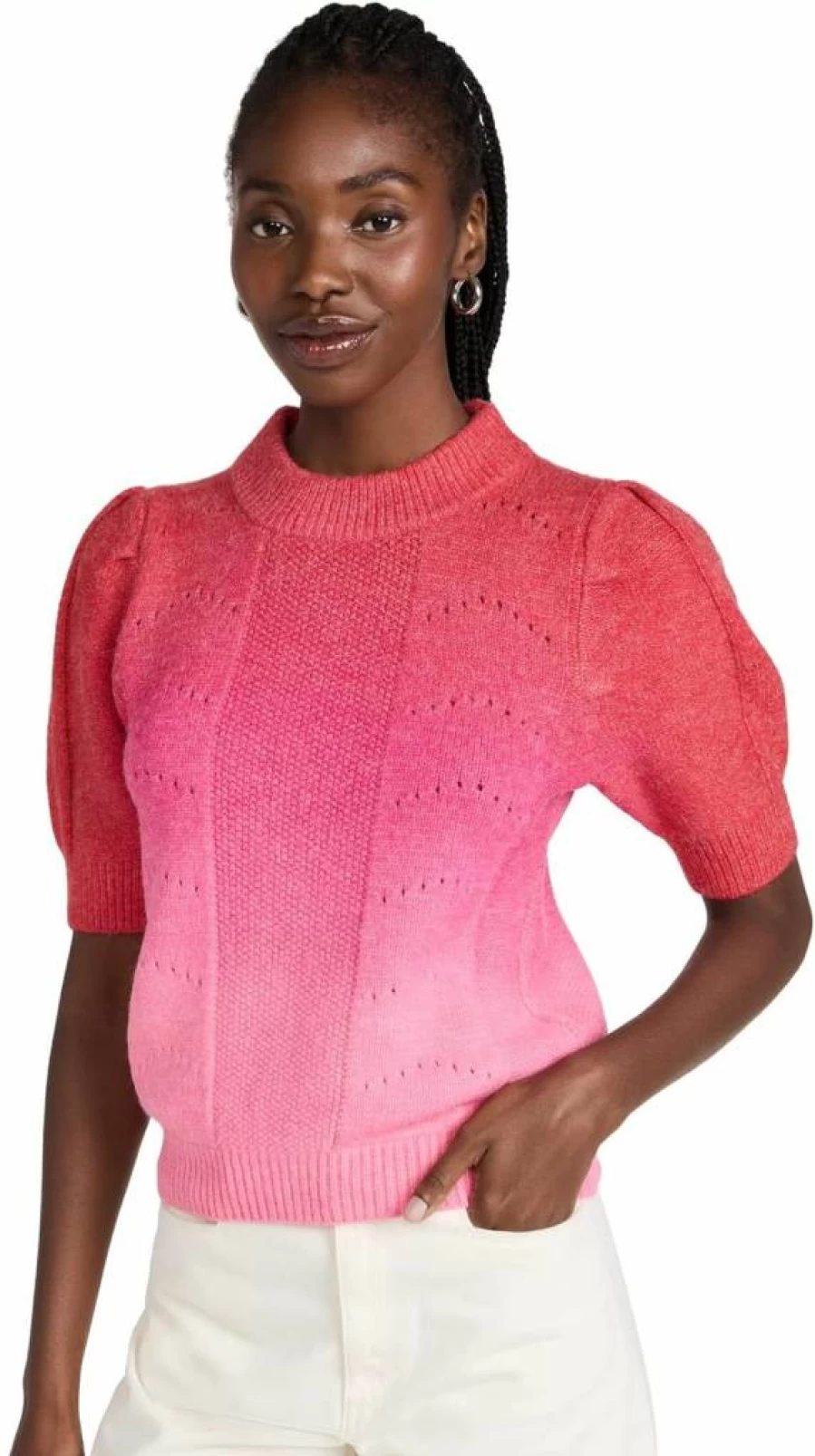 English Factory Women's Ombre Knit Sweater - Trendy Gradient Pullover Top