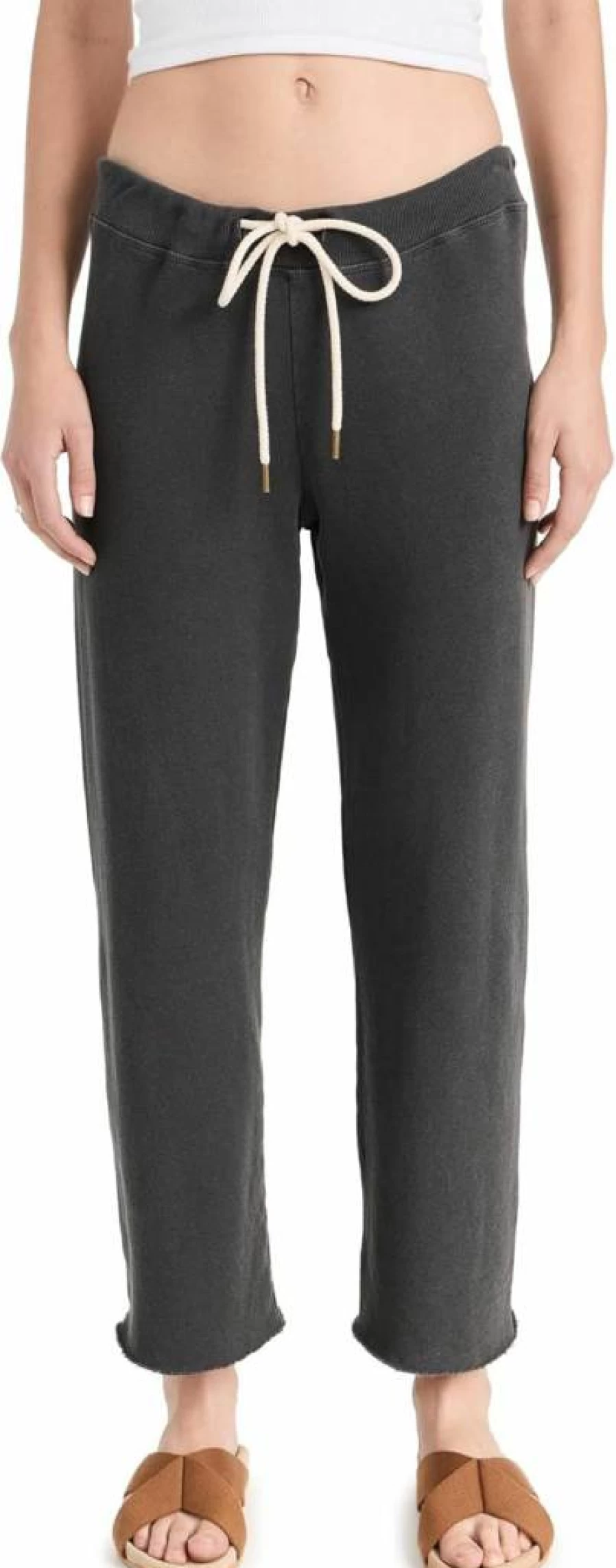 THE GREAT Women's Wide Leg Cropped Sweatpants - Comfortable Casual Lounge Pants