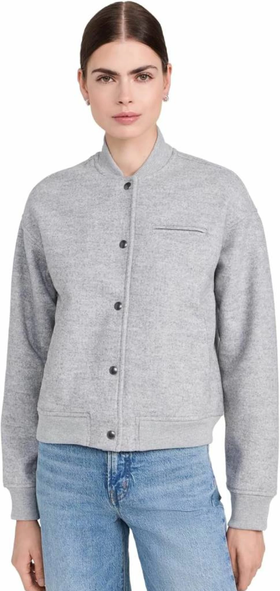 Madewell Women's Knit Bomber Jacket - Soft Casual Lightweight Cardigan Sweater Coat