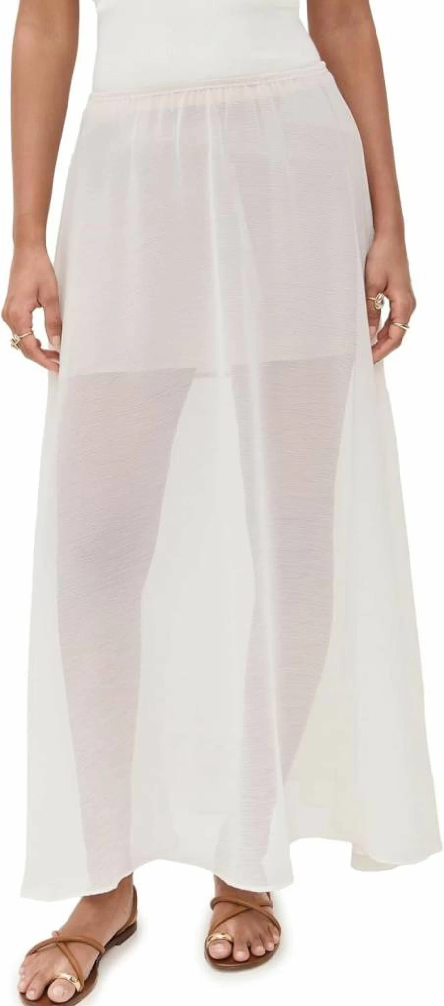 Enza Costa Women's Flowy Chiffon Skirt - Elegant Japanese Yoryu Style Mid-Length Summer Skirt