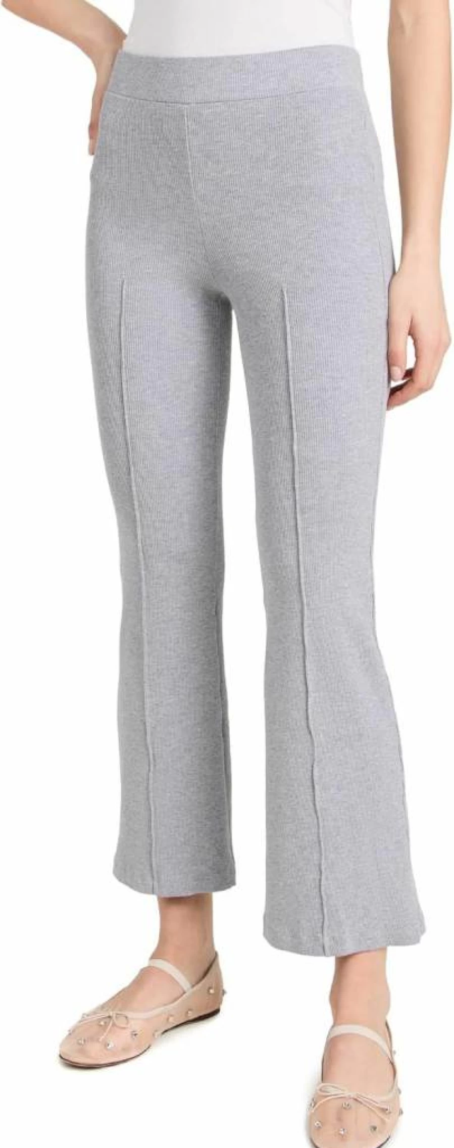 DONNI Women's High-Waist Ribbed Kick Flare Pants - Stretchy Comfort Trousers for Casual & Office Wear