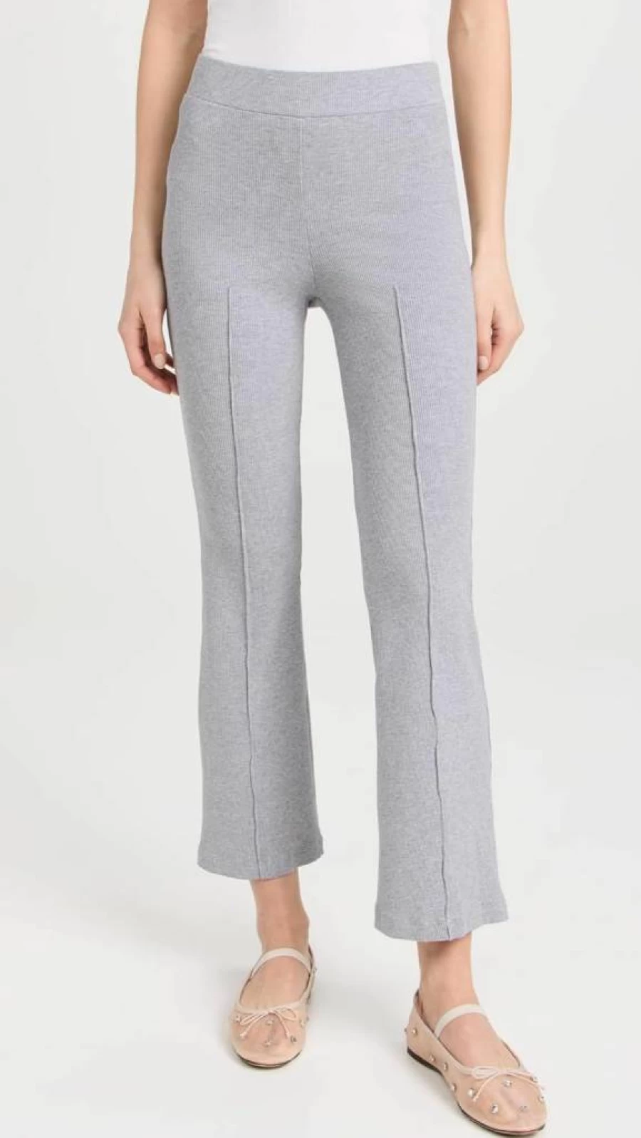 DONNI Women's High-Waist Ribbed Kick Flare Pants - Stretchy Comfort Trousers for Casual & Office Wear