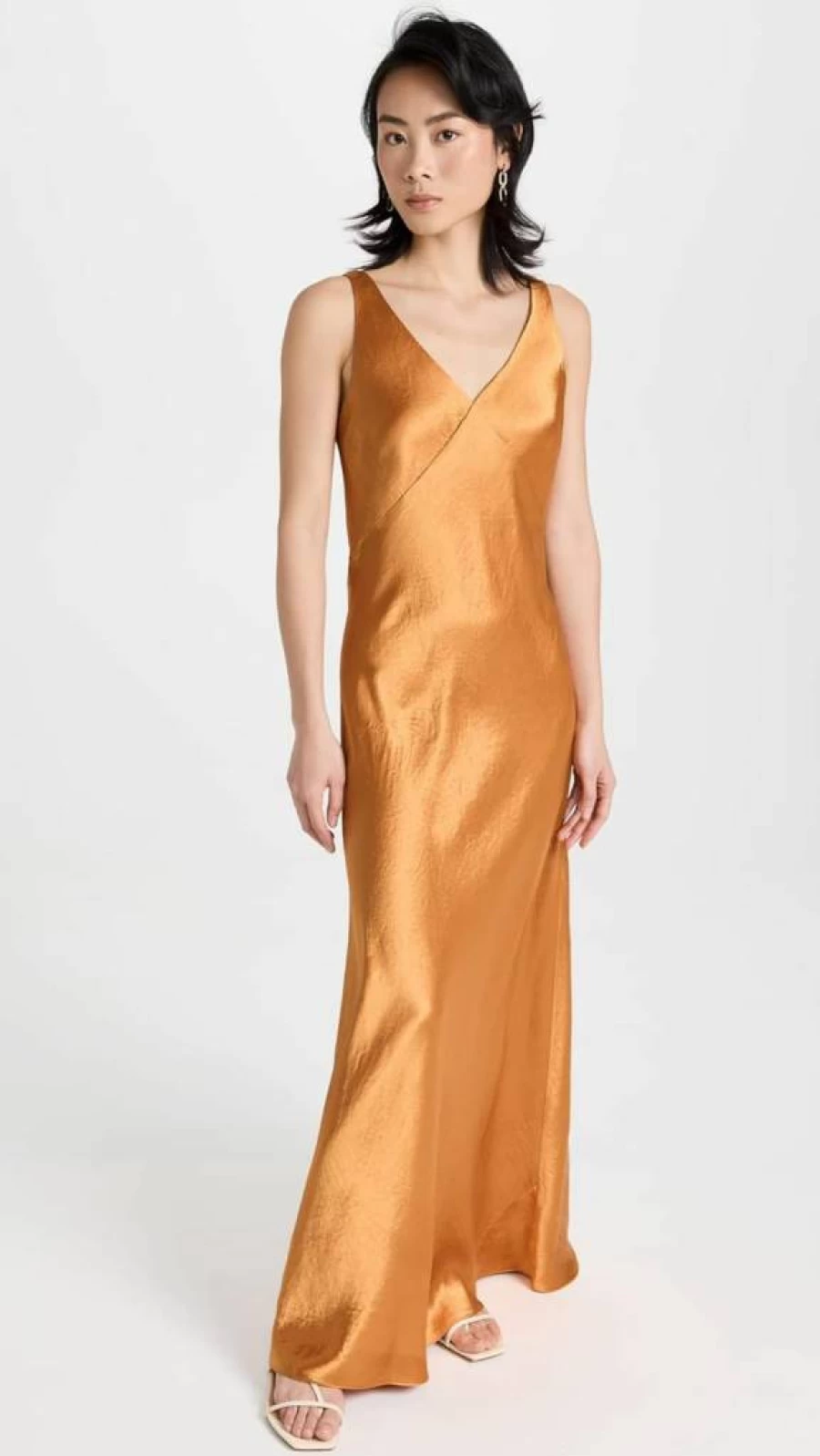 Vince Women's Silk V-Neck Slip Maxi Dress - Elegant Long Evening Gown