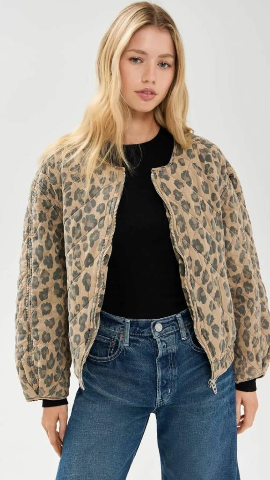BLANKNYC Women's Leopard Print Tencel Denim Jacket - Stylish Animal Pattern Coat