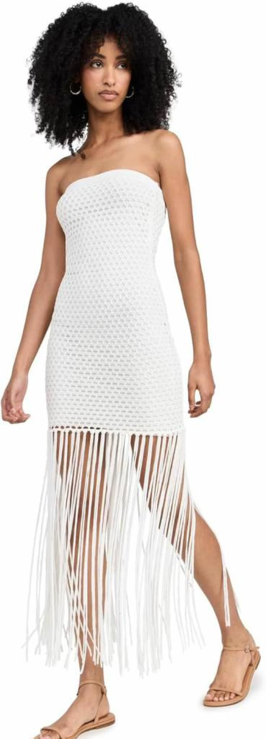 PQ Swim Women's Vanessa Strapless Fringe Dress - Sexy Beach Cover Up, Boho Chic Swimwear, Summer Party Outfit