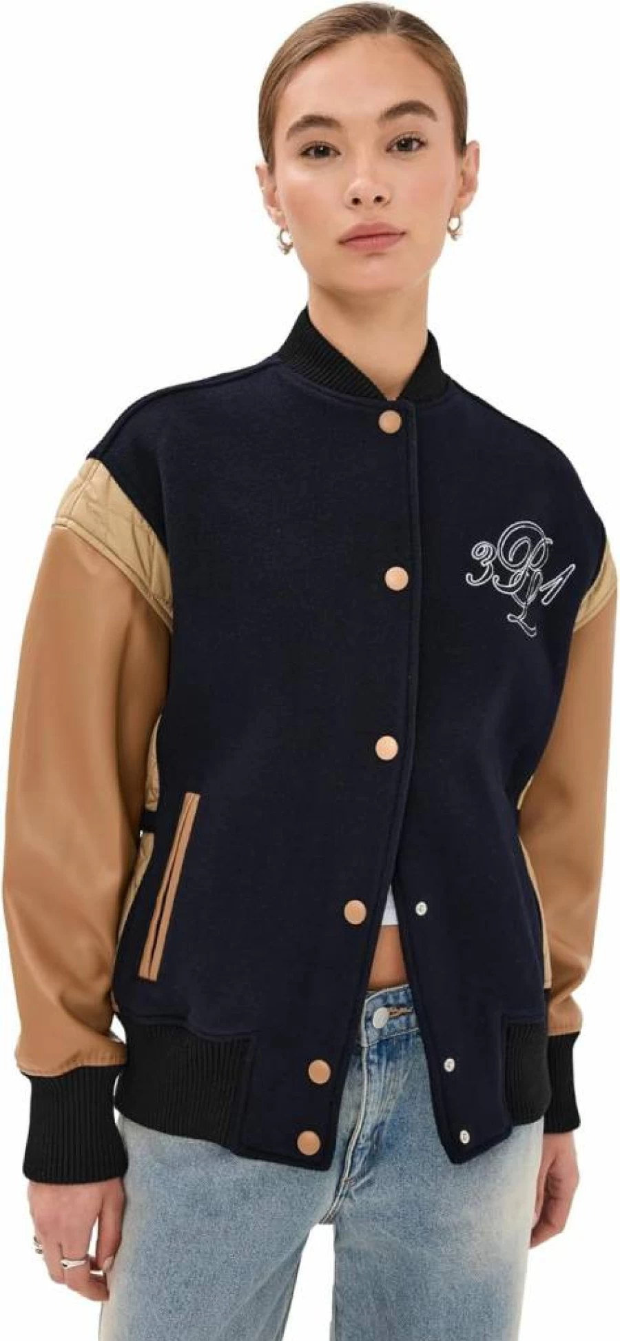 3.1 Phillip Lim Women's Oversized Varsity Bomber Jacket | Boxy Fit Retro Style Coat