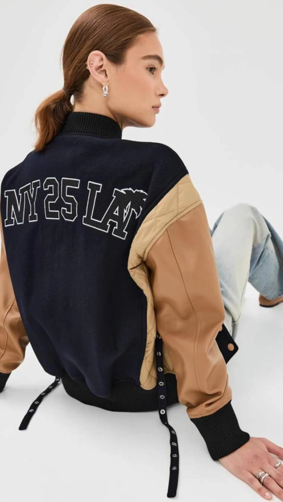 3.1 Phillip Lim Women's Oversized Varsity Bomber Jacket | Boxy Fit Retro Style Coat