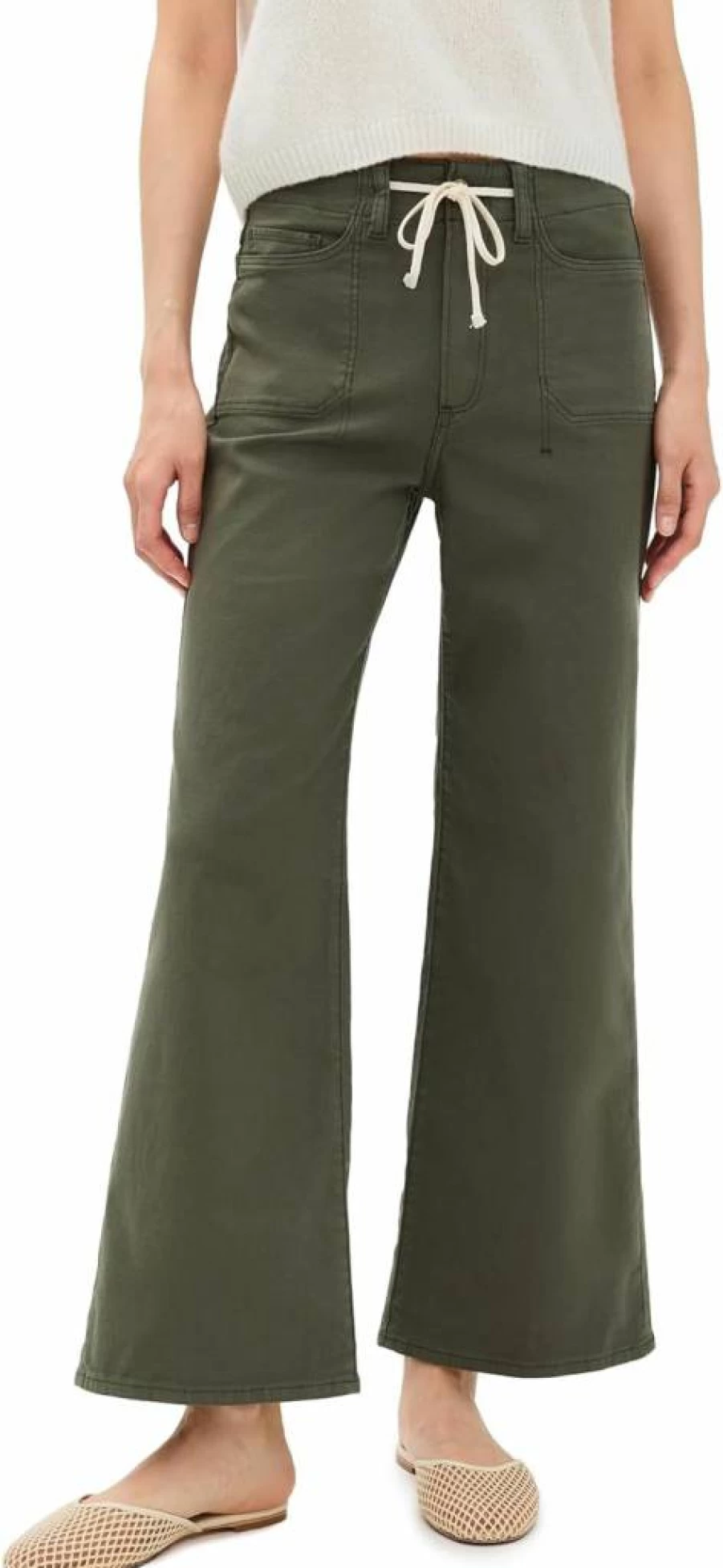 PAIGE Women's Ari High-Waisted Utility Pants with Adjustable Tie and Functional Stitch-Through Pockets
