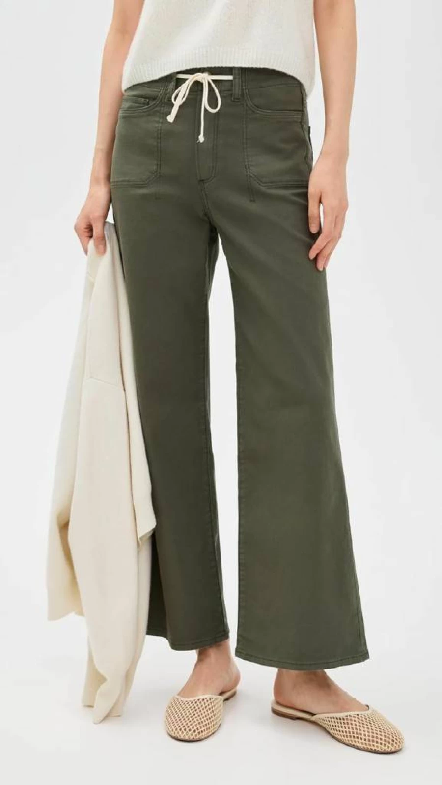 PAIGE Women's Ari High-Waisted Utility Pants with Adjustable Tie and Functional Stitch-Through Pockets