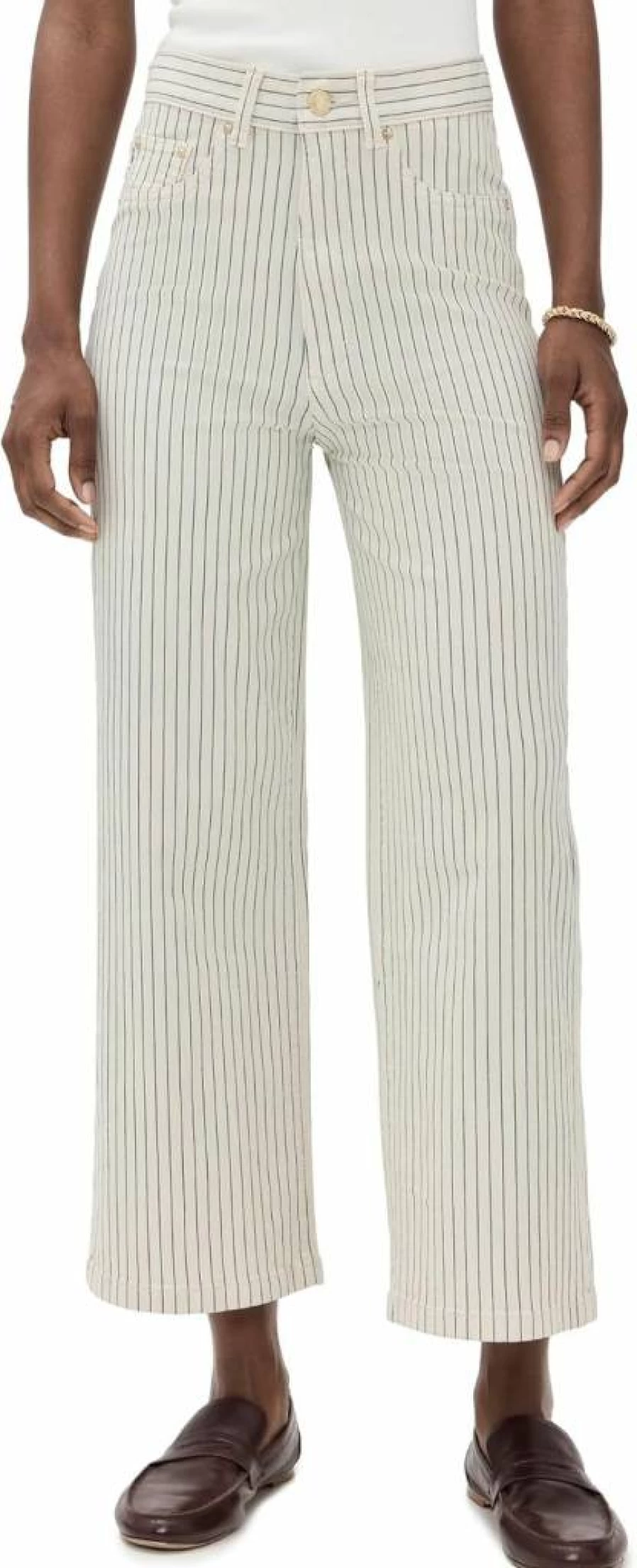 DL1961 Women's High Rise Wide Leg Ankle Jeans - Hepburn Stretch Denim