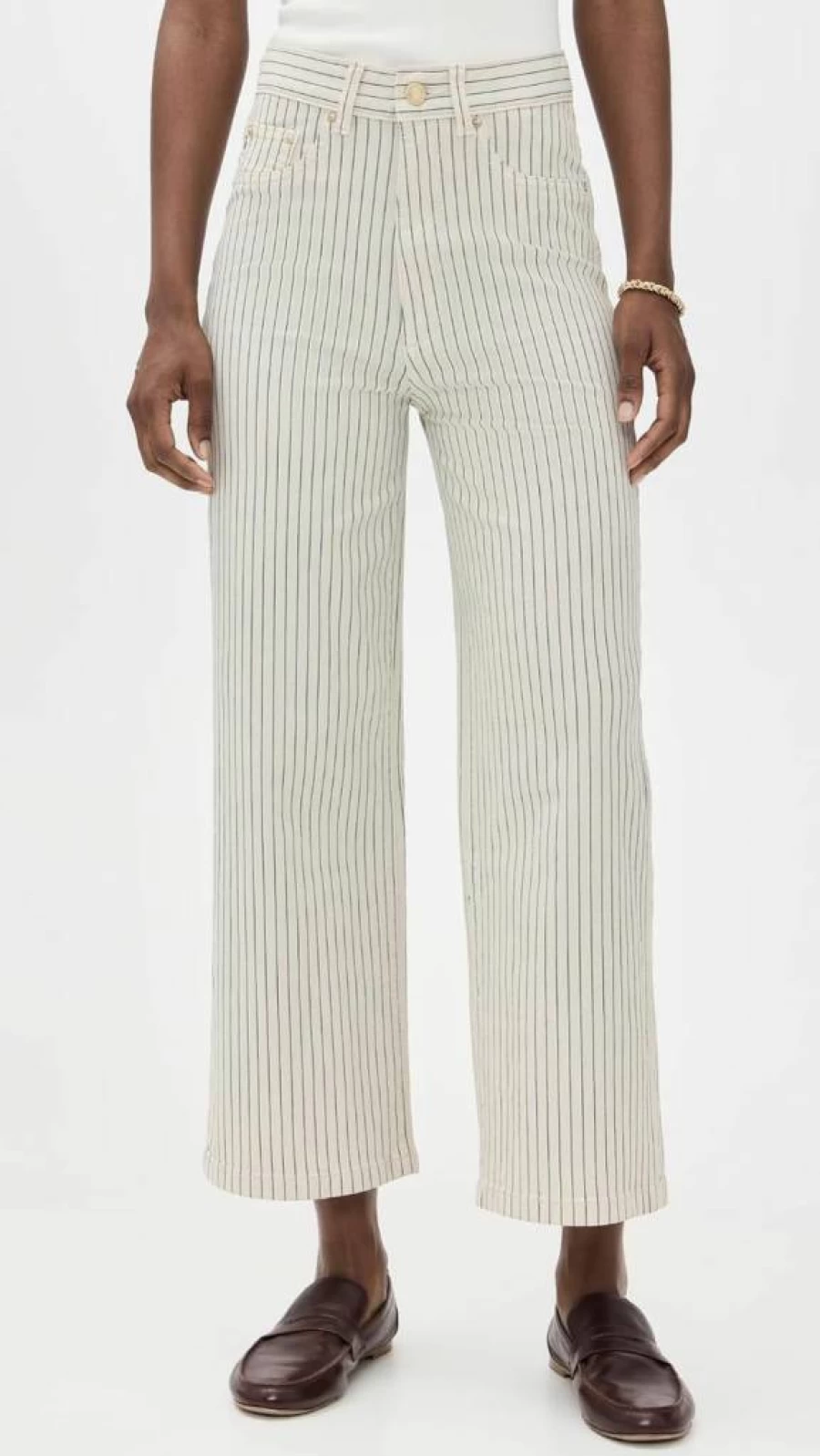 DL1961 Women's High Rise Wide Leg Ankle Jeans - Hepburn Stretch Denim