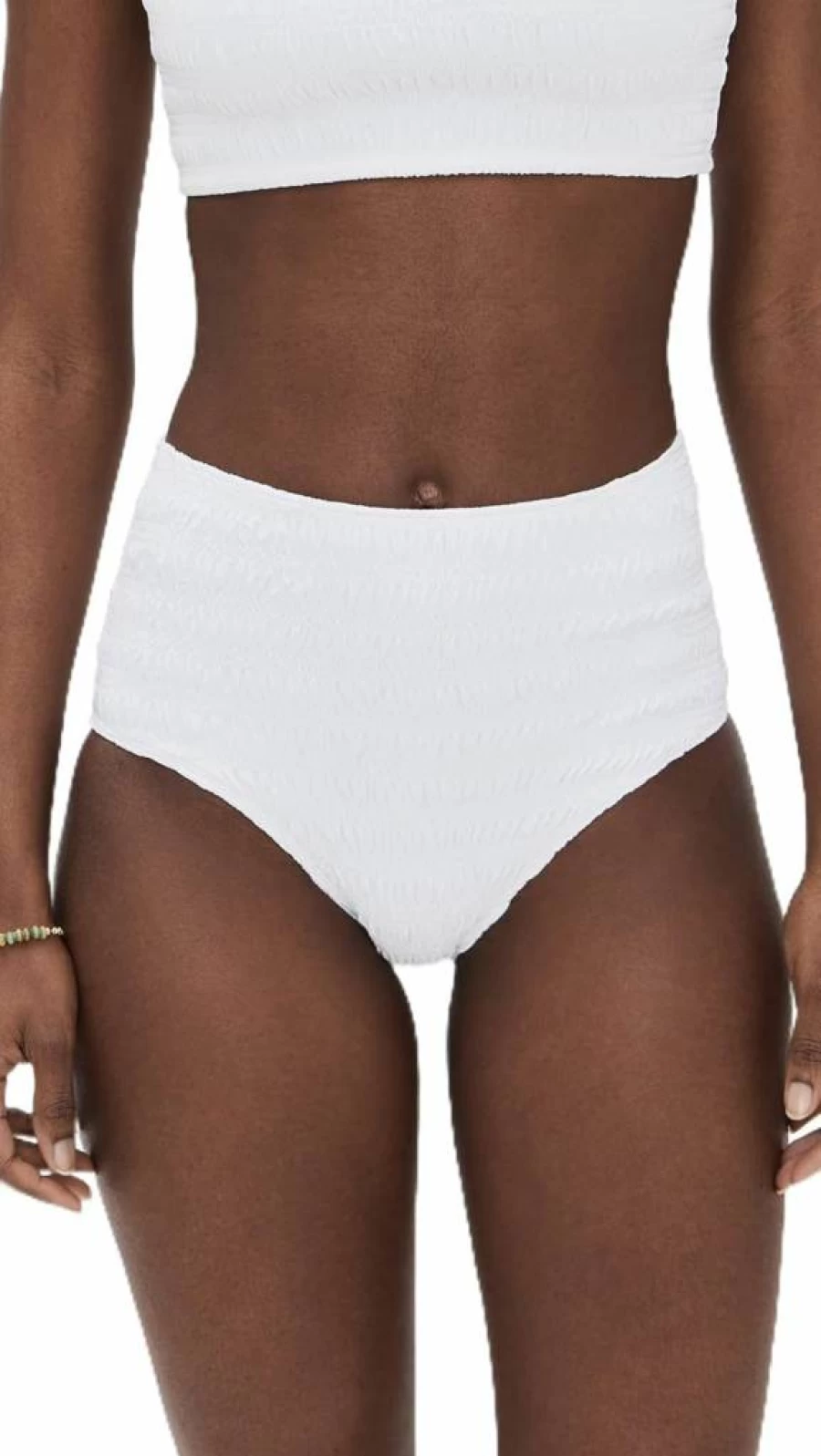 Sea Women's Shyla Solid Smocked Bikini Bottoms - High Waisted Swimwear for Women