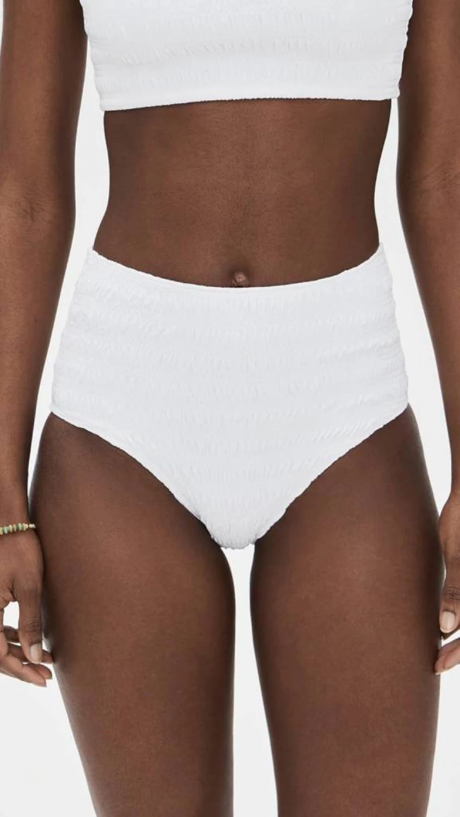 Sea Women's Shyla Solid Smocked Bikini Bottoms - High Waisted Swimwear for Women