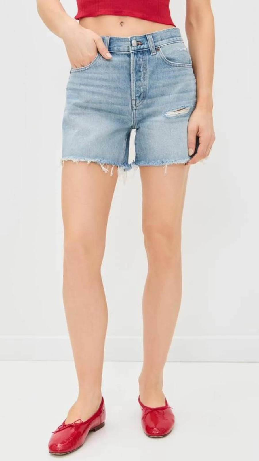 Madewell Women's Brynn Long Shorts in Hallstead Wash - High-Rise Denim Shorts for Women