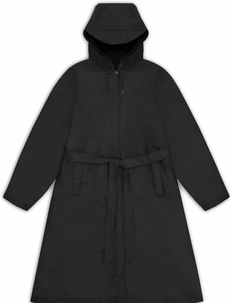RAINS Women's A-Line Long Waterproof Raincoat - Lightweight Windproof & Breathable Jacket for Elegant Style
