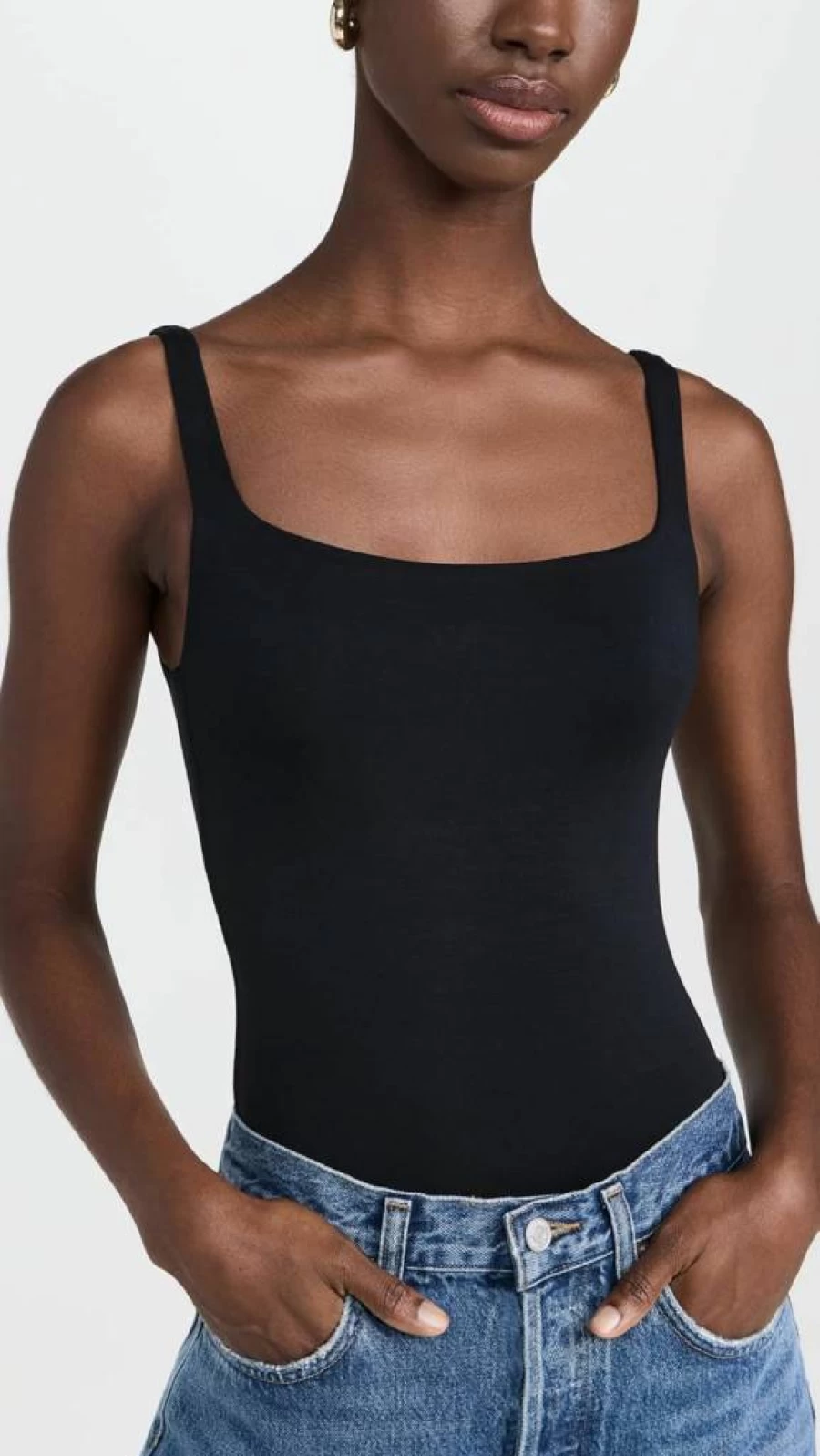 Stripe & Stare Women's Square Neck Bodysuit - Soft Stretch Comfortable Casual Bodysuit Top