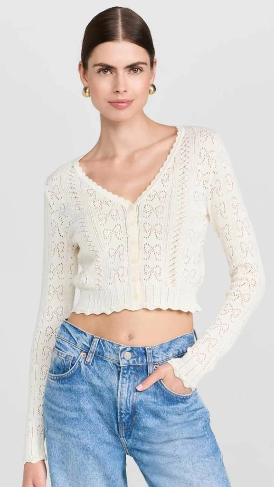 LOVESHACKFANCY Women's Petra Cardigan Sweater - Feminine Knit Top for Casual & Dressy Outfits