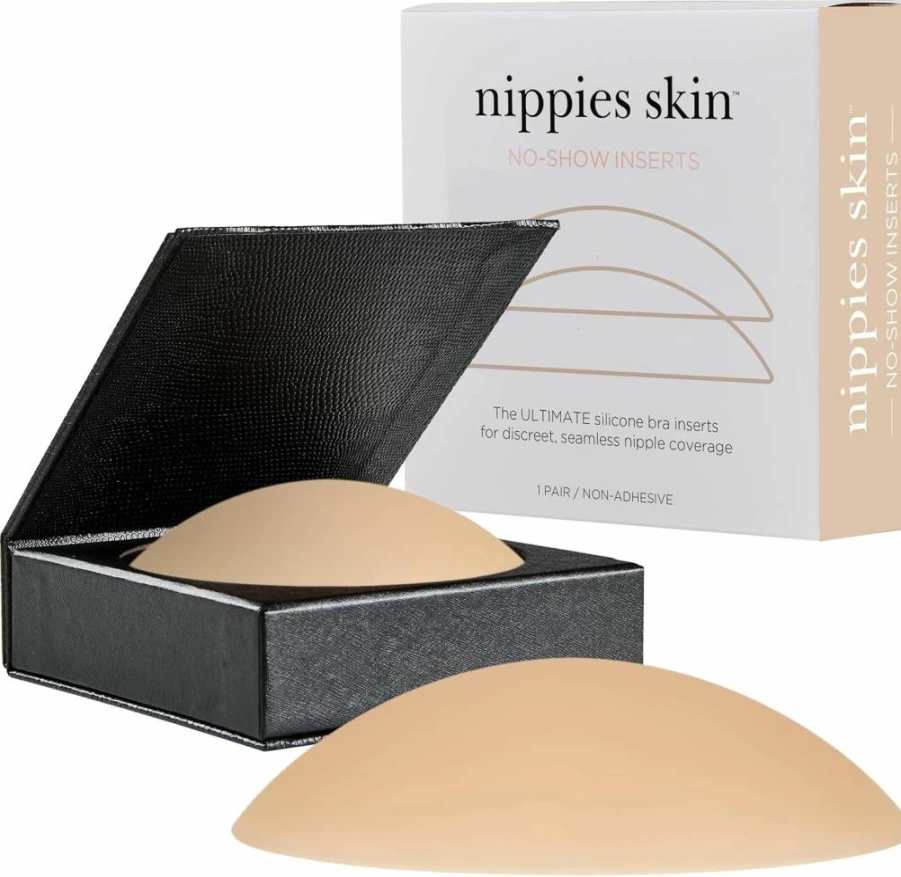 Nippies Reusable Silicone Nipple Covers for Women - No-Adhesive Non-Slip Bra Liners with Travel Case, No-Show Invisible Pasties