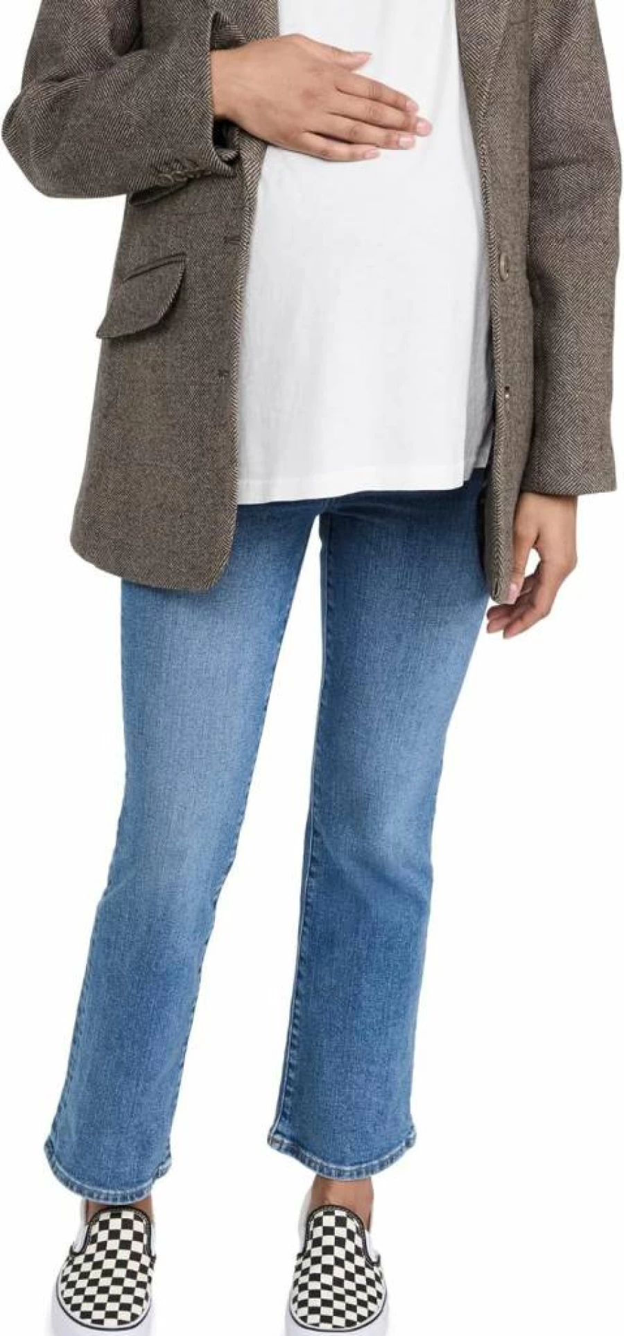 Madewell Women's Maternity Over-The-Belly Stretch Kick Flare Jeans for Comfortable Pregnancy Wear