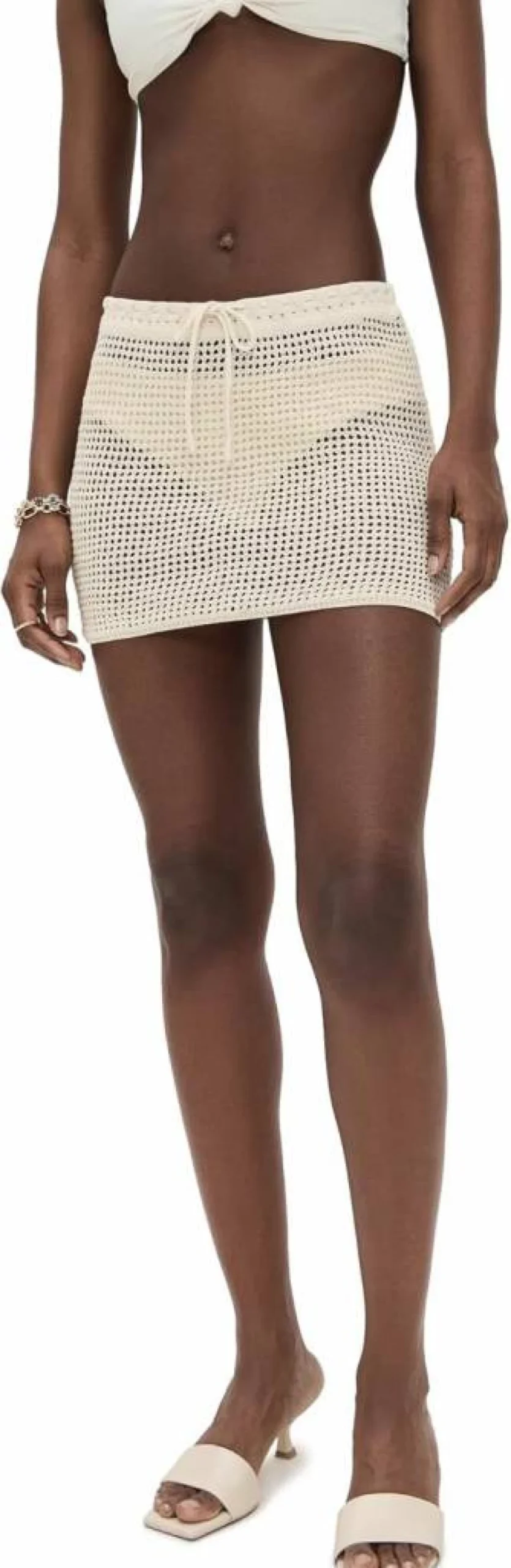 Good American Women's Crochet Denim Mini Skirt | Boho Chic Style