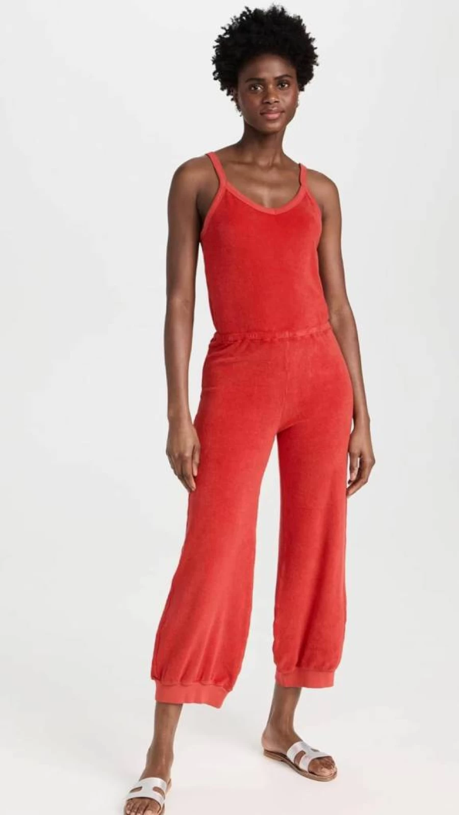 Suzie Kondi Women's Giorgio Terry Tank Jumpsuit - Summer Romper with Spaghetti Straps