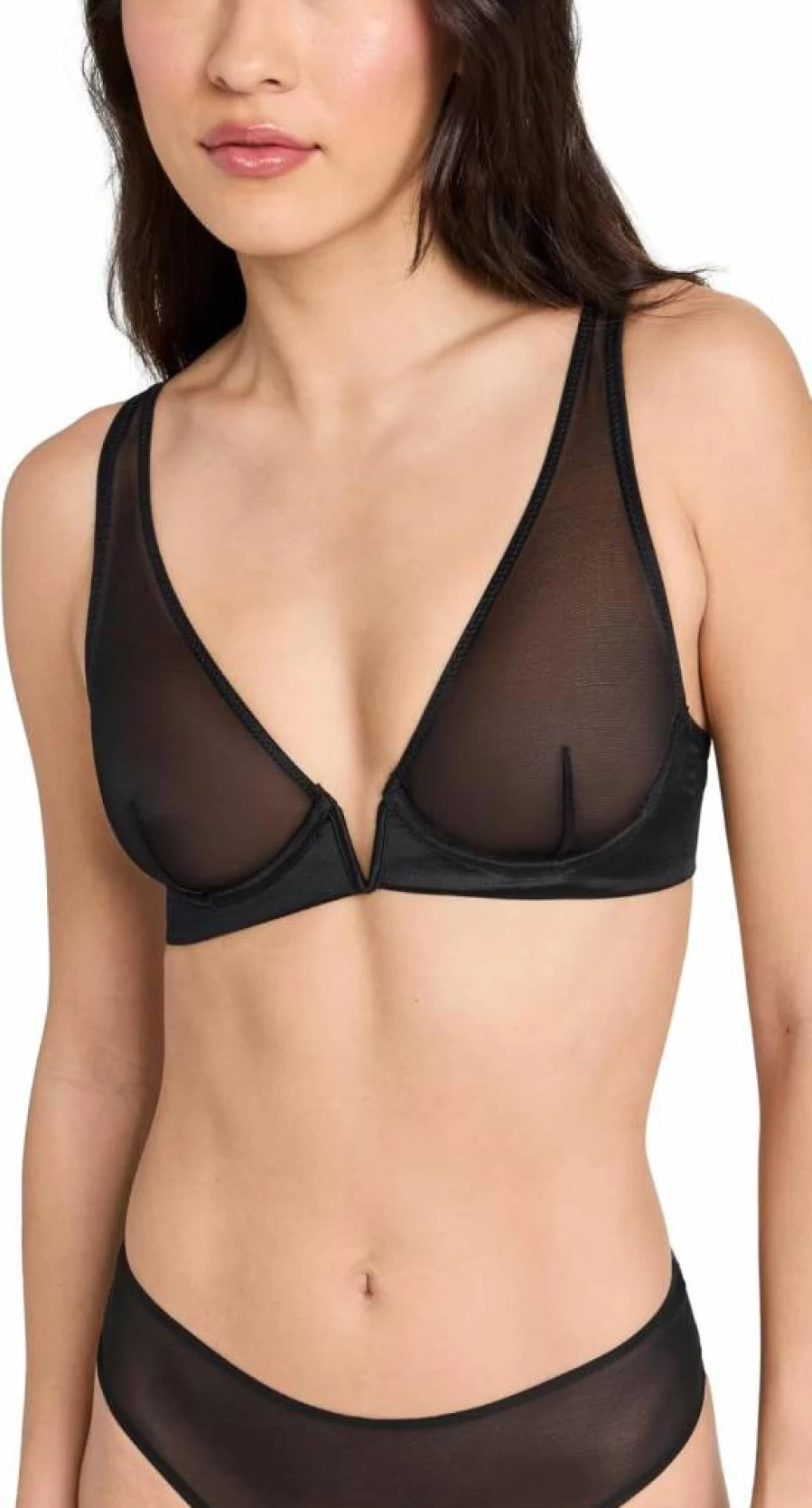 Commando Women's Chic Mesh Plunge Underwire Bra - Sexy Lace Support