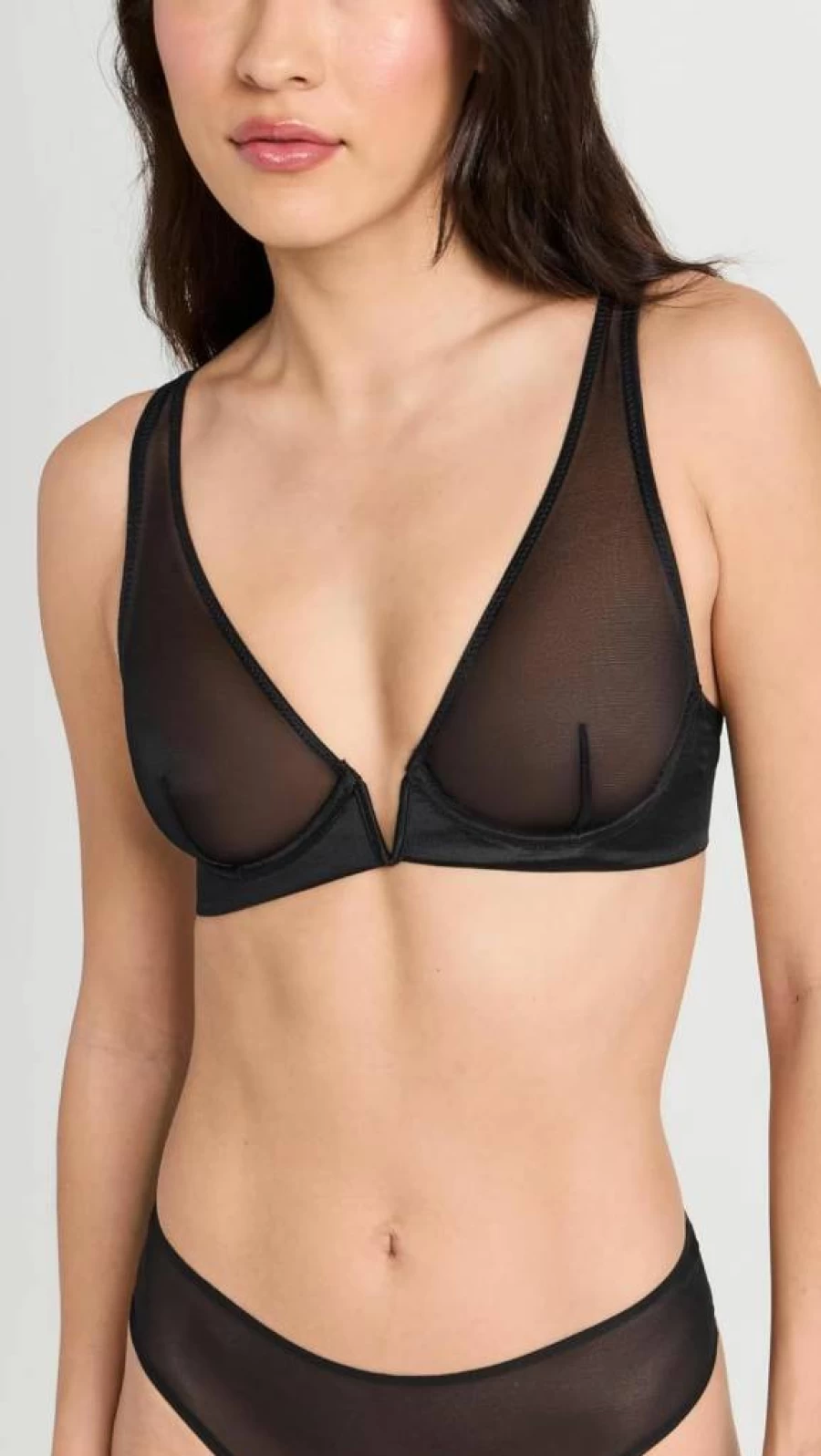 Commando Women's Chic Mesh Plunge Underwire Bra - Sexy Lace Support