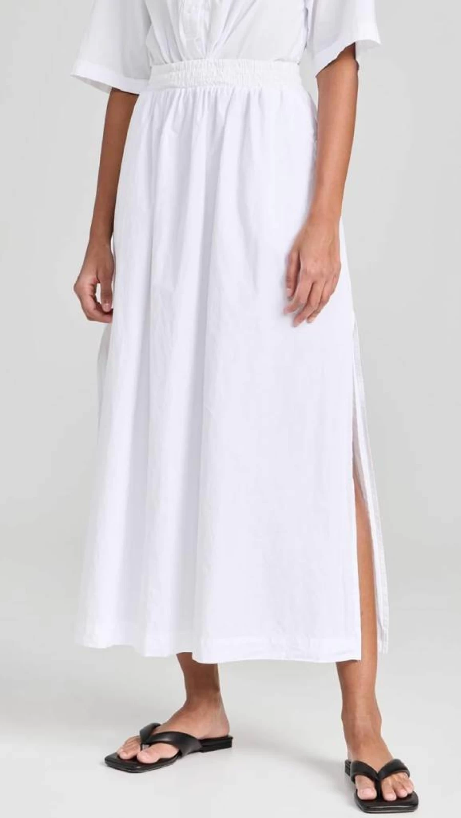 Stateside Women's Lightweight Poplin Double Layer Maxi Skirt - Flowy Casual Summer Skirt