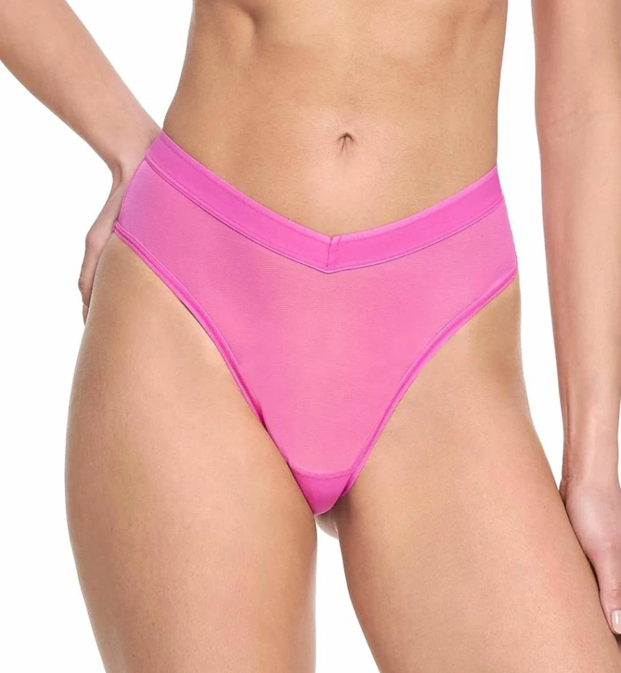 Hanky Panky Women's High Rise Printed Mesh Thong - Soft Stretch Comfort Underwear