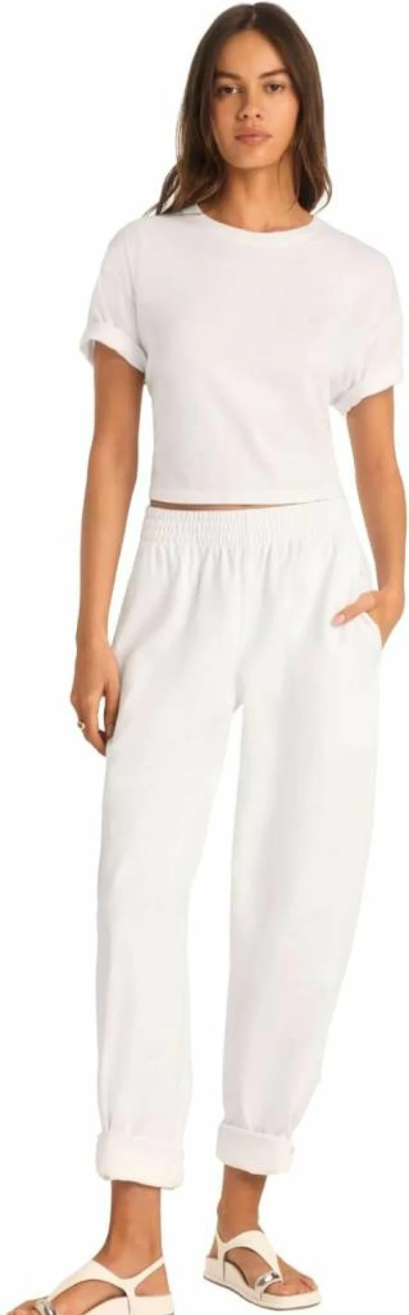 Vitamin A Women's Coastal Cotton Jersey Crop Top Tee - Soft Relaxed Fit Short Sleeve Shirt