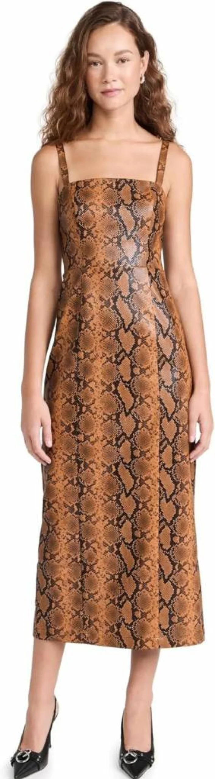 KITRI Women's Ursula Faux Snakeskin Vegan Leather Bodycon Dress