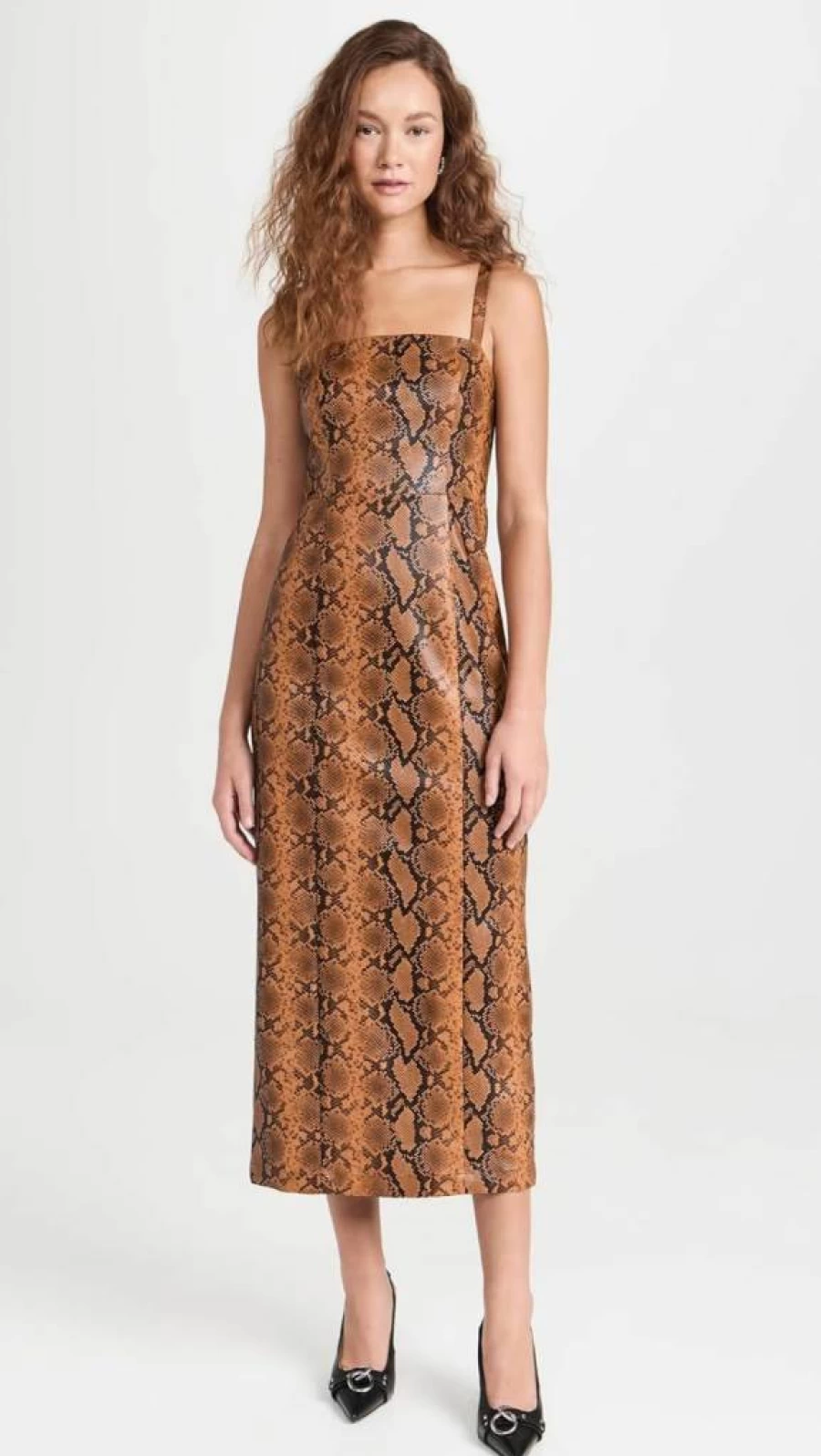 KITRI Women's Ursula Faux Snakeskin Vegan Leather Bodycon Dress