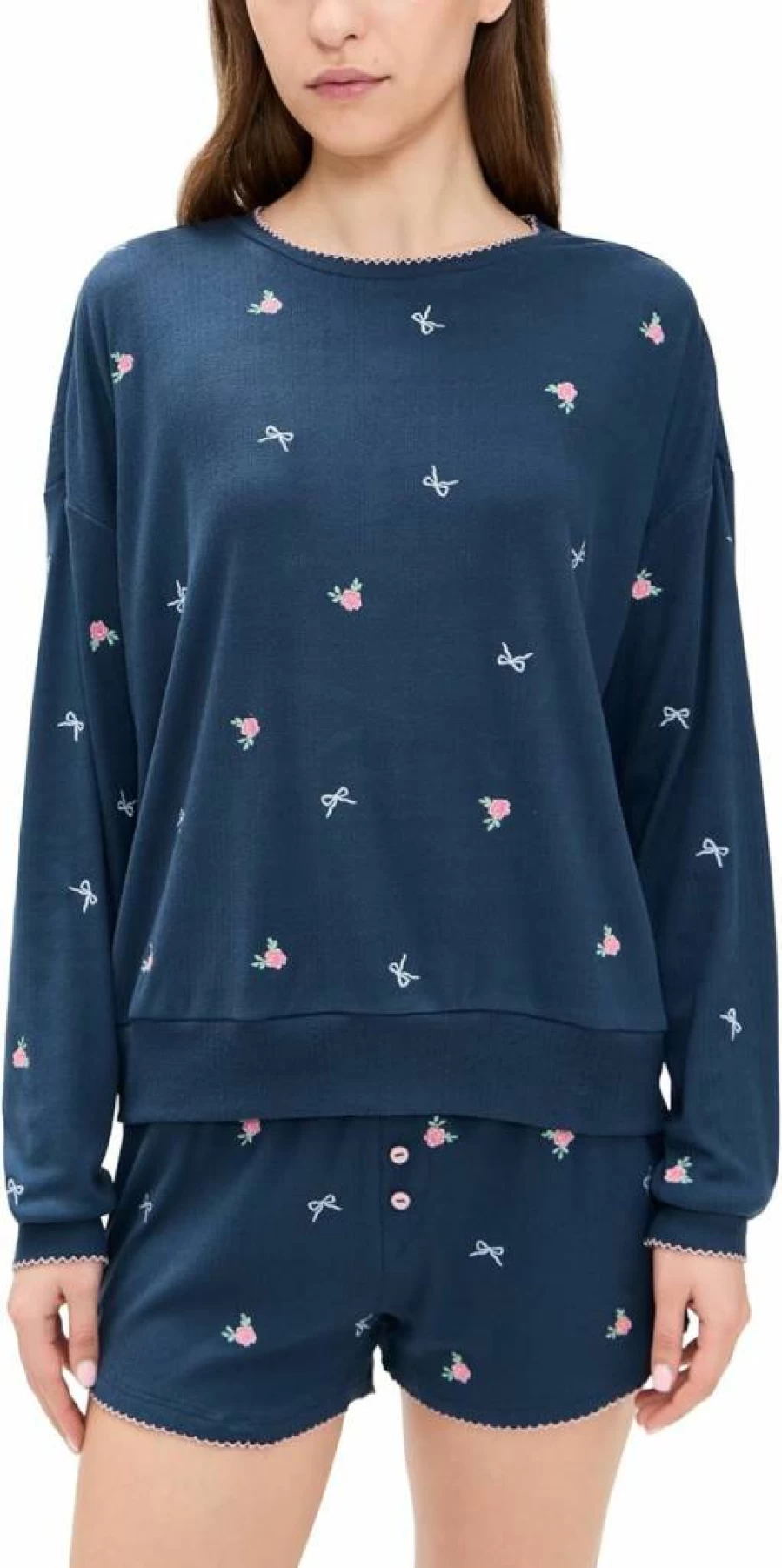 PJ Salvage Women's Floral Rose Print Sleepwear Pajama Top Comfortable Nightwear
