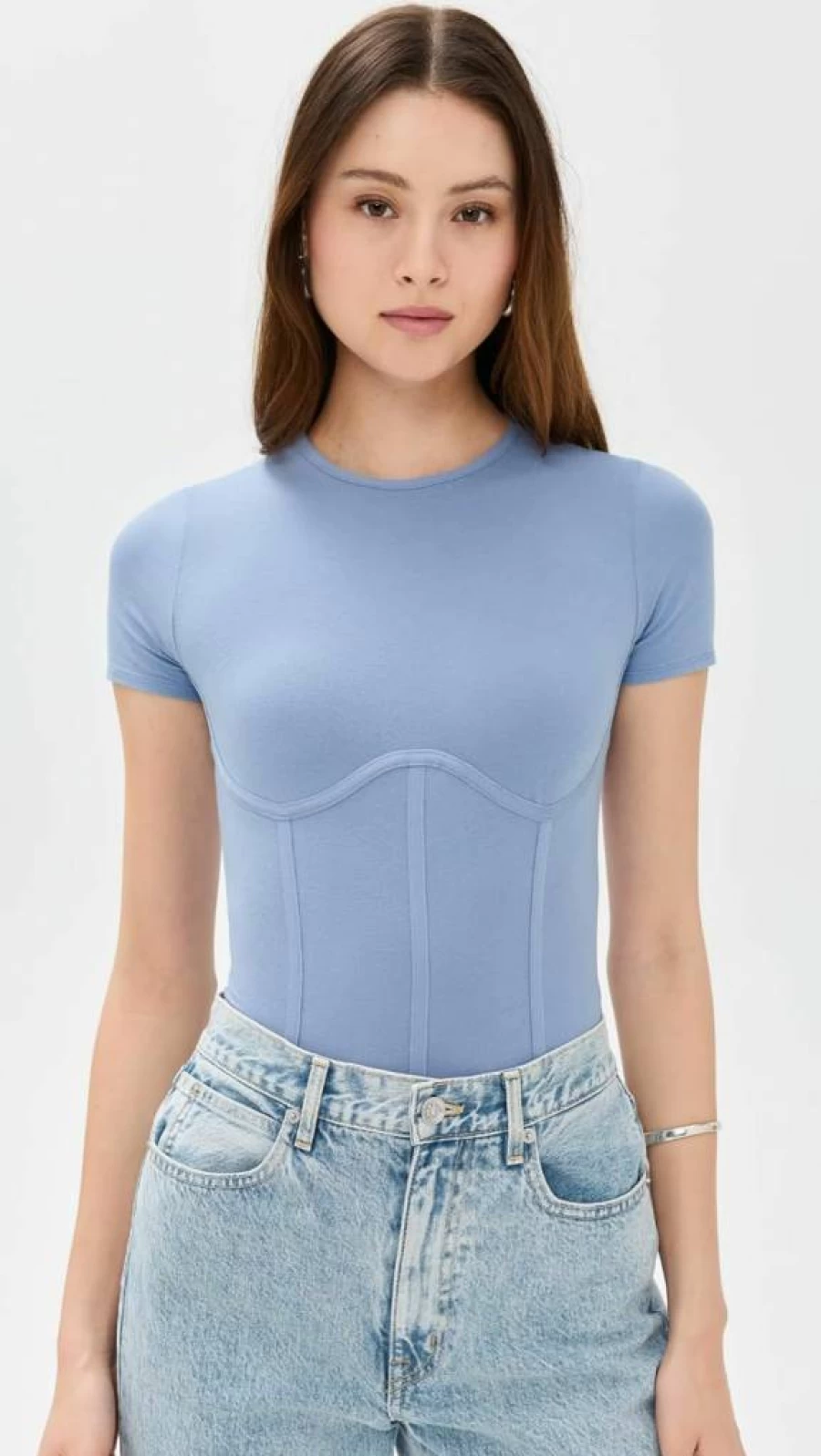 Fleur du Mal Women's Cotton T-Shirt Bodysuit - Soft Stretch Casual Thong Underwear