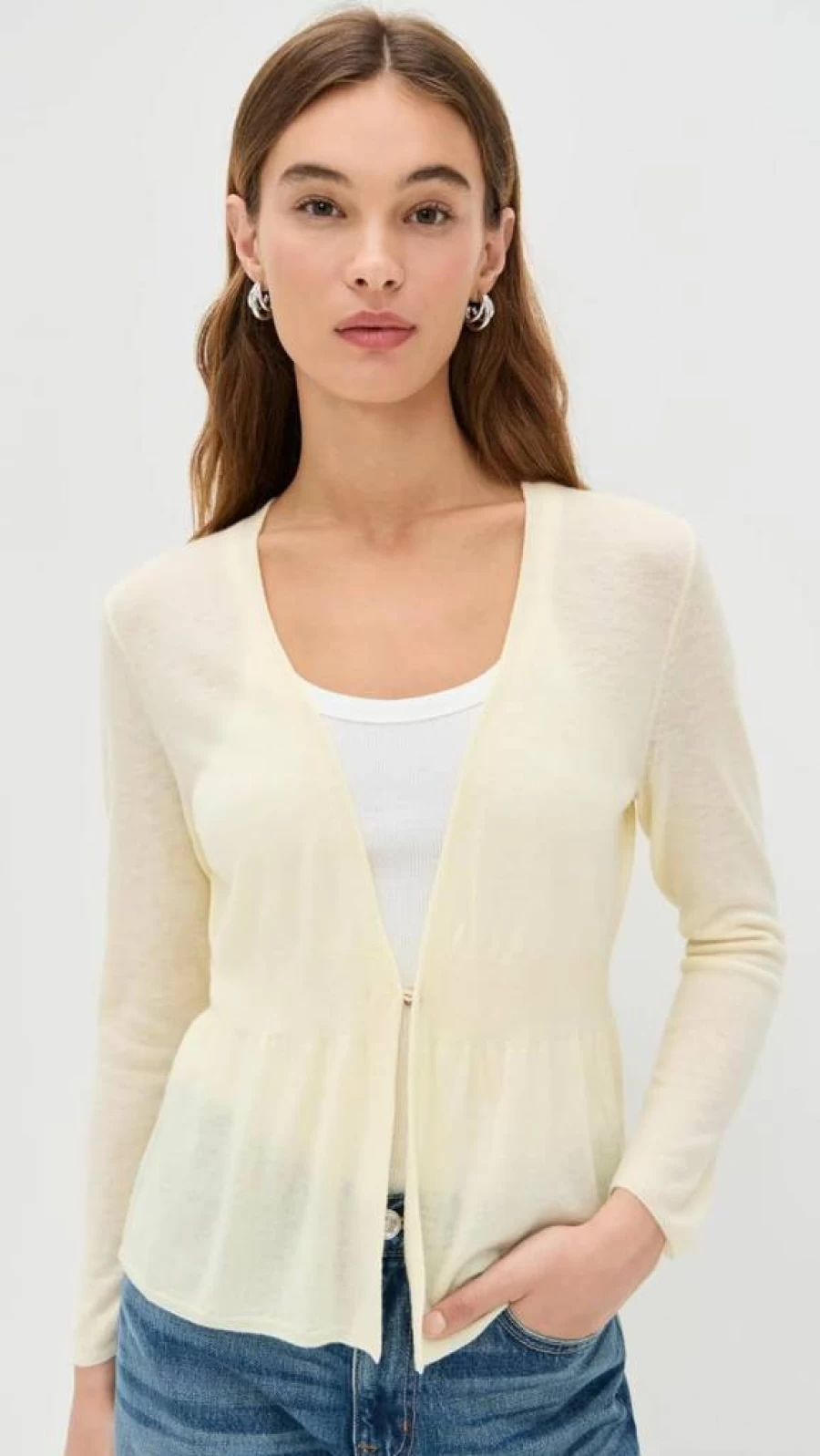 Vince Women's Ribbed Knit Cardigan with Single Button Closure