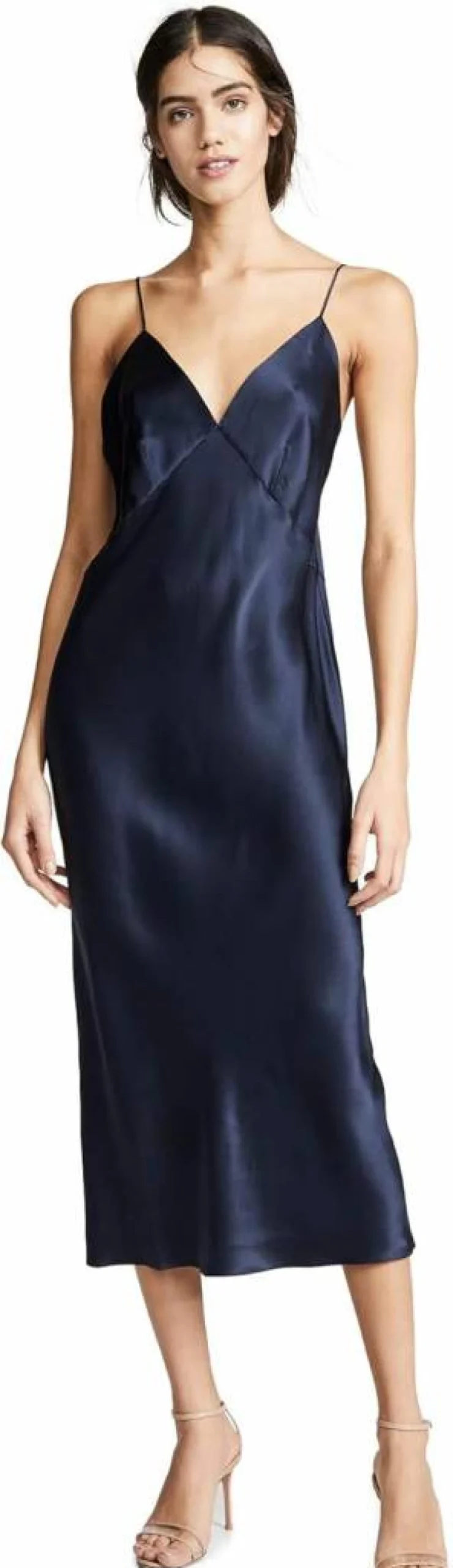 Olivia Von Halle Issa Jet Black Silk Slip Dress for Women