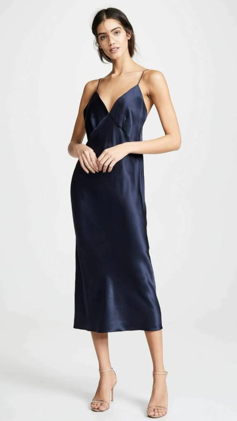 Olivia Von Halle Issa Jet Black Silk Slip Dress for Women