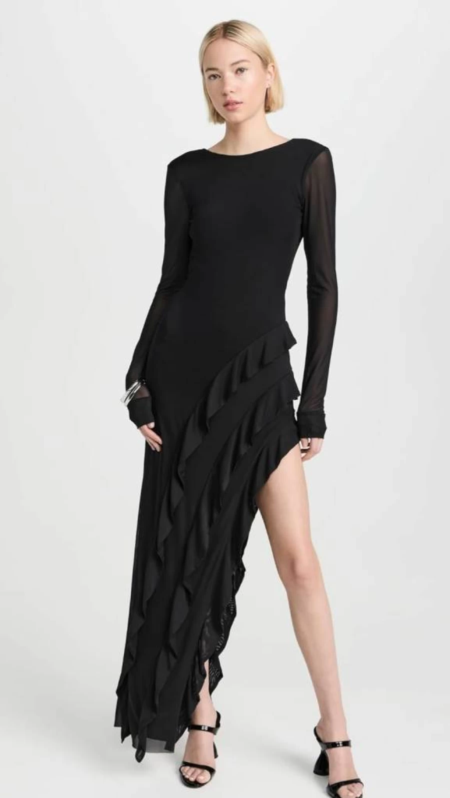 AFRM Women's Jacie Ruffle Open Back Maxi Dress - Flowy Long Summer Dress with Back Detail