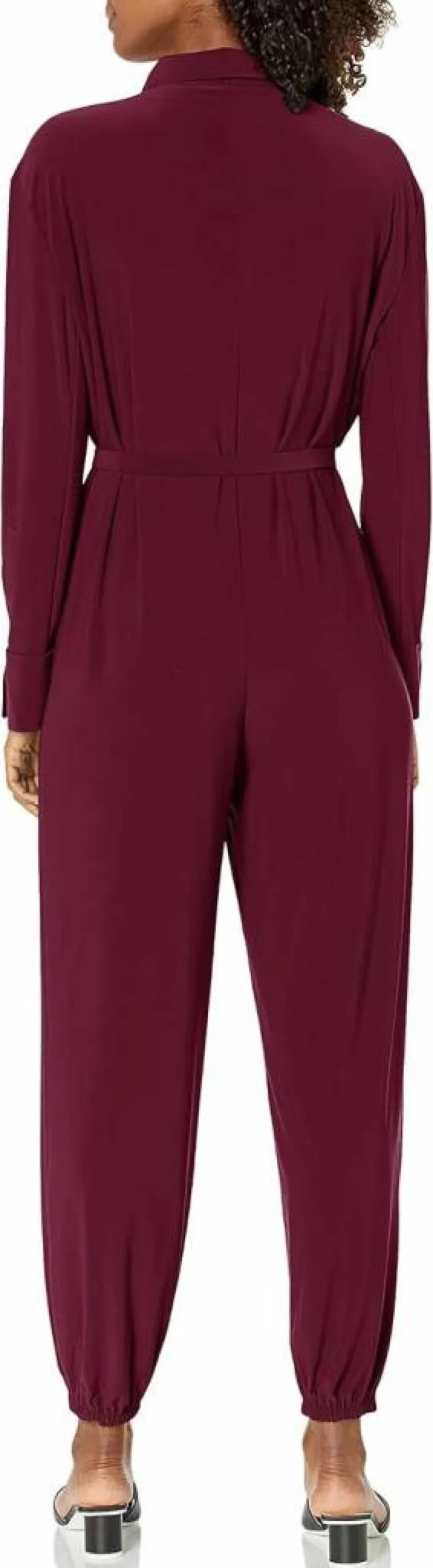 Norma Kamali Women's Jogger Jumpsuit - Casual Long Sleeve Shirt Style Romper