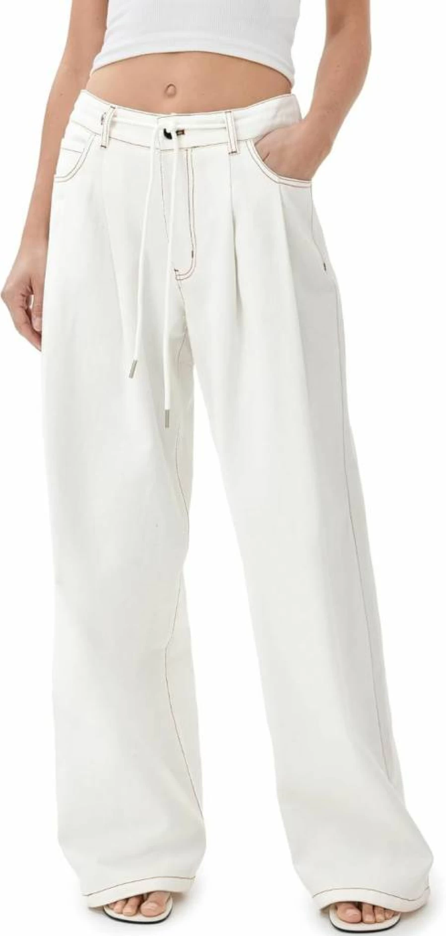 Lioness Women's Slouchy Tie-Up Distressed High-Waist Jeans - Vintage Denim Pants for Women